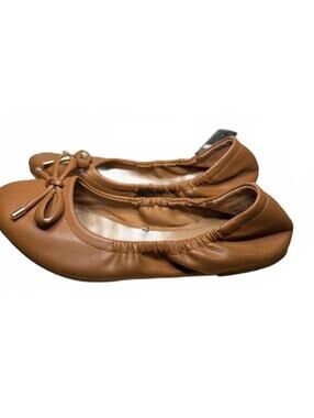 Torrid Scrunch Bow Ballet Flat Size 7WW Brown Slip On Casual Ballerina Shoes
